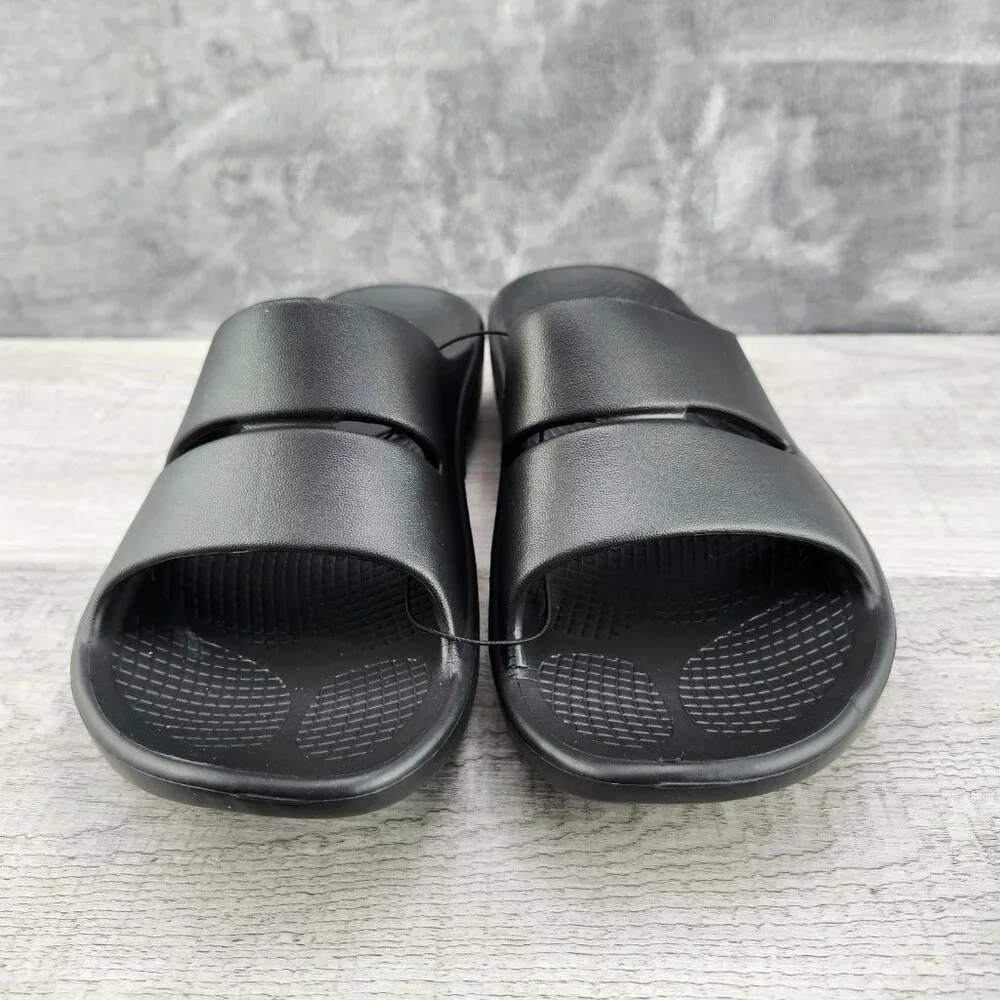 OOFOS OOAHH Slide Impact Absorption Recovery Sandals, Size W10/M8 Black New - Picture 3 of 14